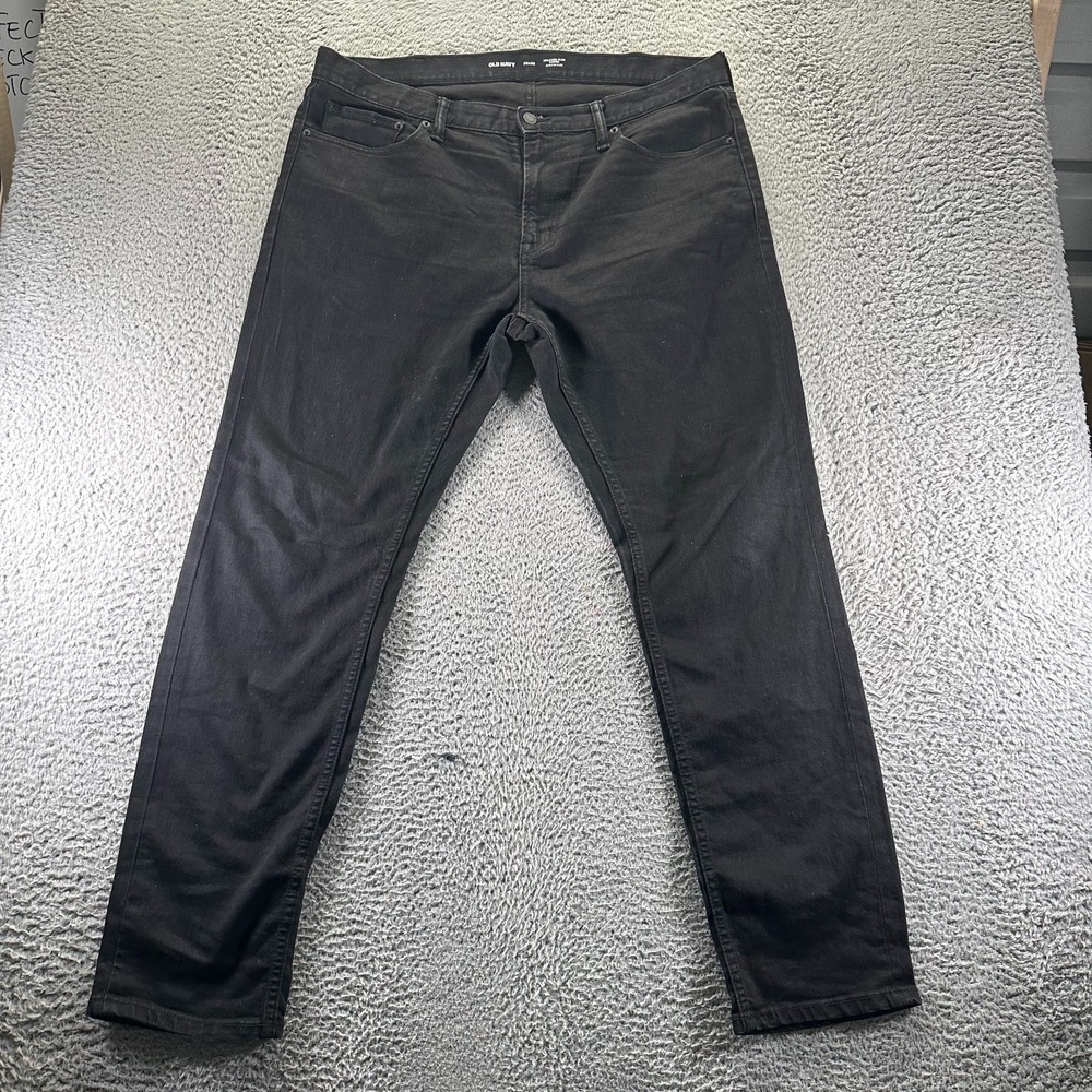 Old Navy Built-In Flex Jeans Mens 38x32 Black Denim Tapered Relaxed Slim Stretch